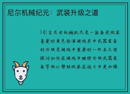 尼尔机械纪元：武装升级之道