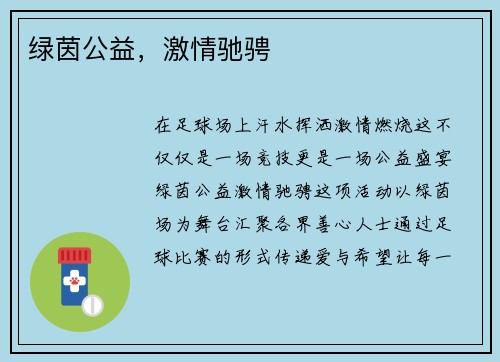 绿茵公益，激情驰骋